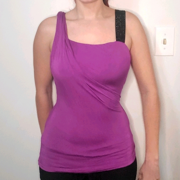 MISS ME Jean Brand Purple Asymmetric Tank Top - Picture 3 of 12